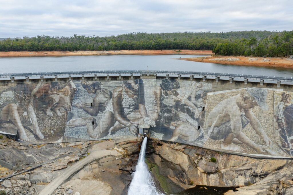 A Bunbury Geographe Winter Weekender wouldn't be complete without a visit to the Wellington Dam mural.